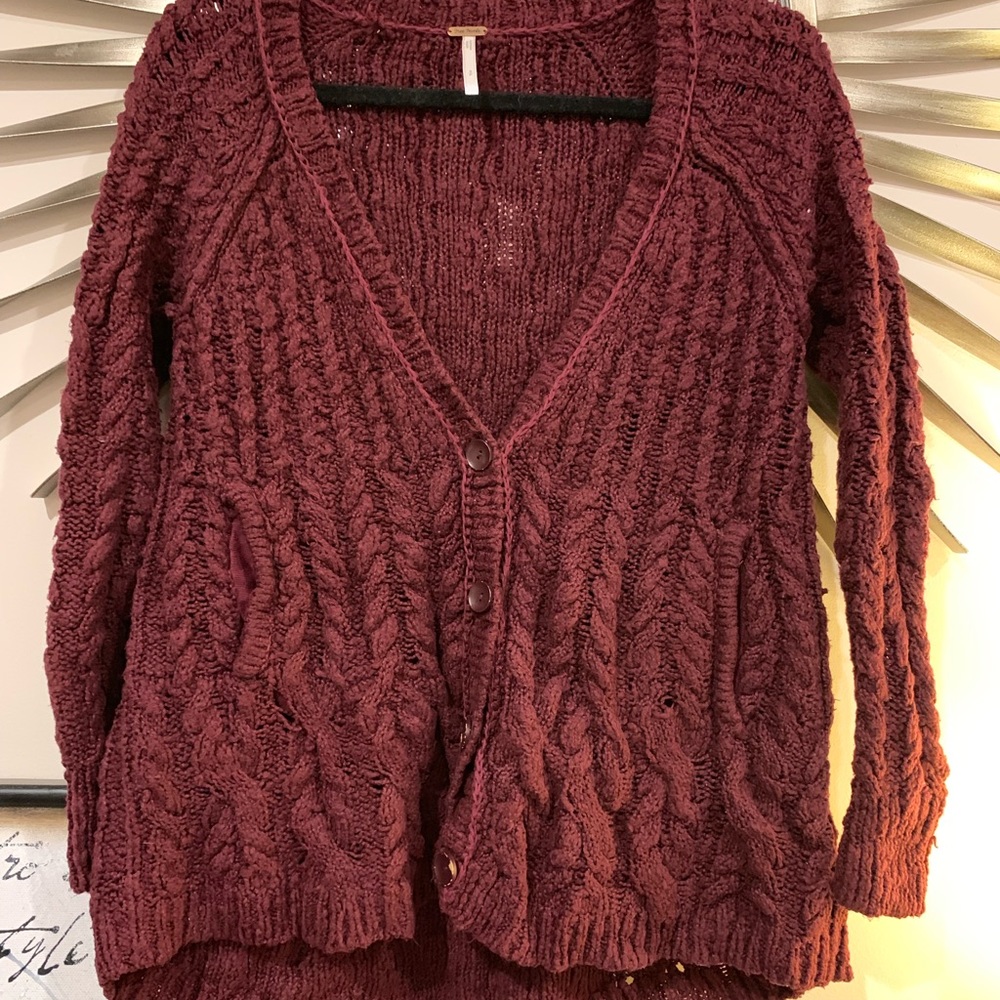 Free People Burgundy Sweater